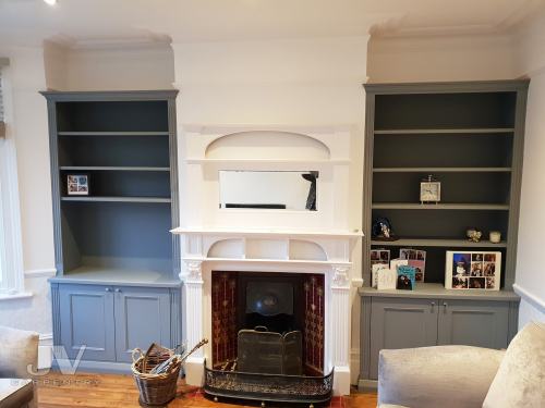 alcove bookcases to match fireplace