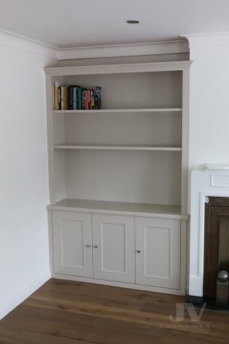 Alcove bookshelves and cabinet