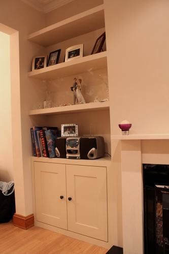 bespoke alcove cupboard with floating shelves