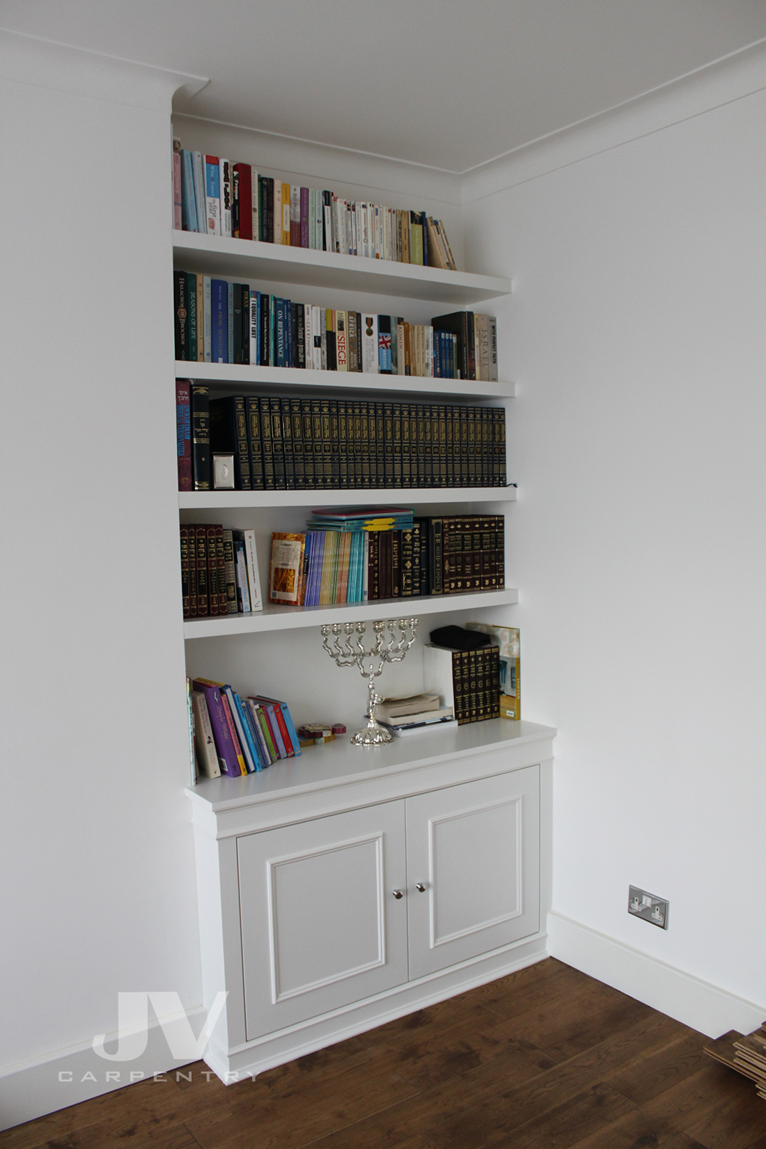traditional cabinets with floating shelves (RHS)