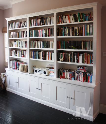 bookcase with illuminated shelves, light off