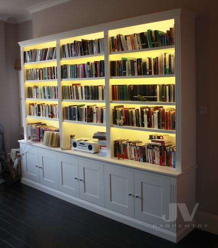 bookcase with illuminated shelves 