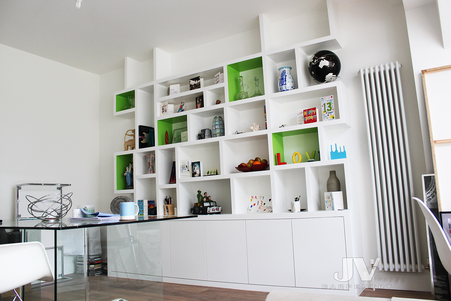 custom bookcases with floating shelves london-2