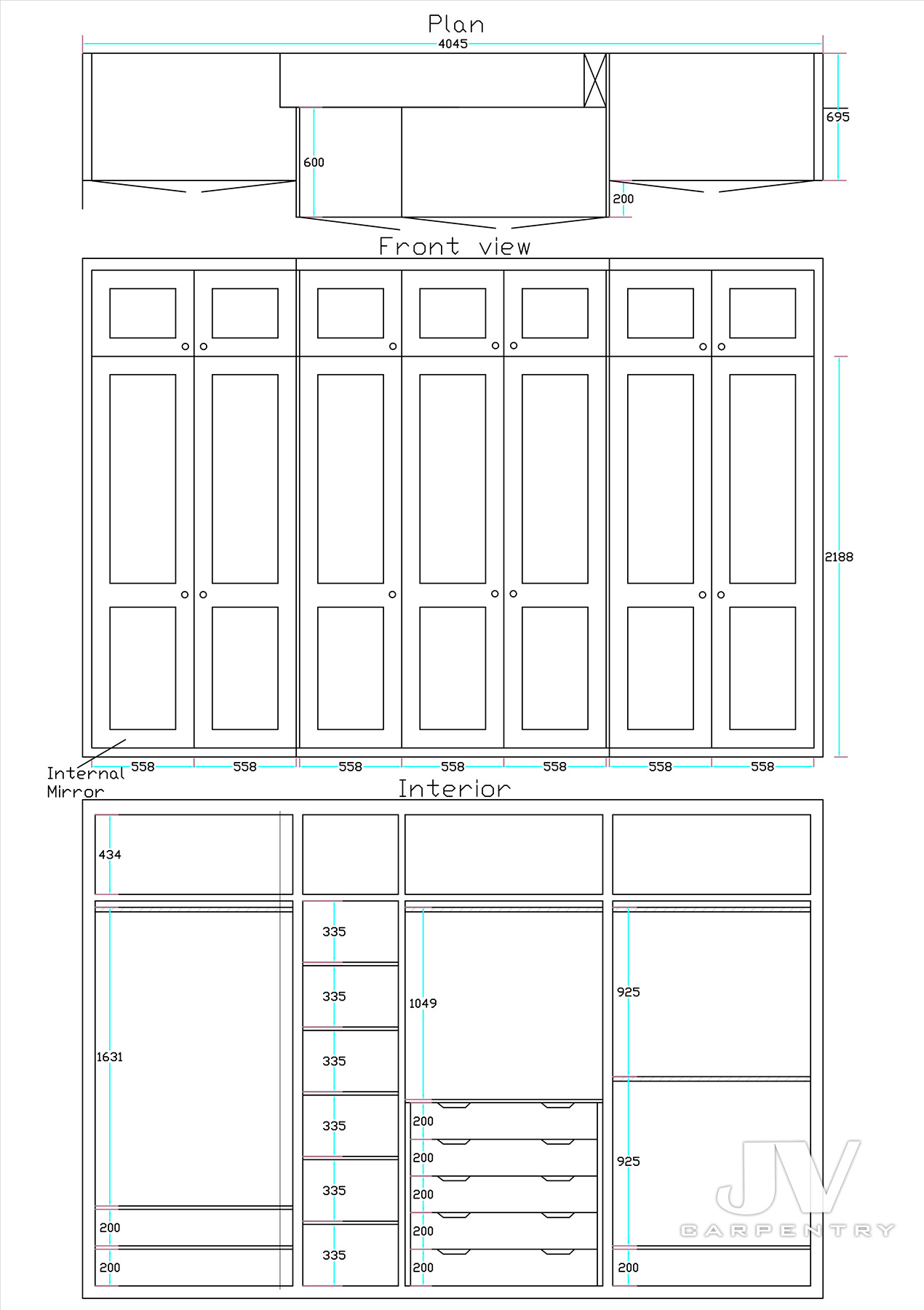 Fitted wardrobe drawing
