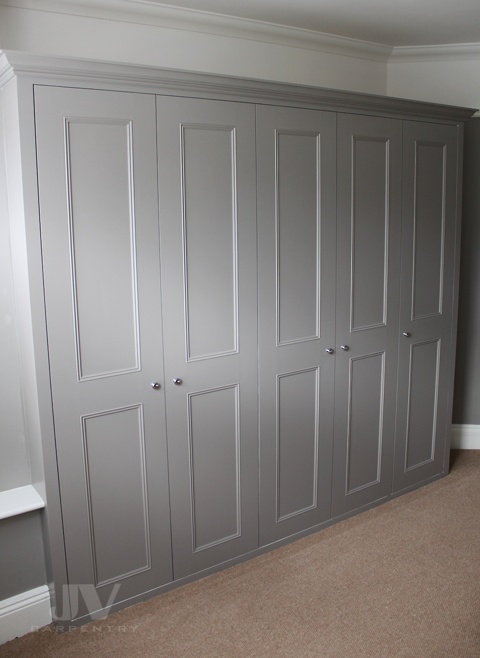 built-in bedroom wardrobe ideas in grey colour