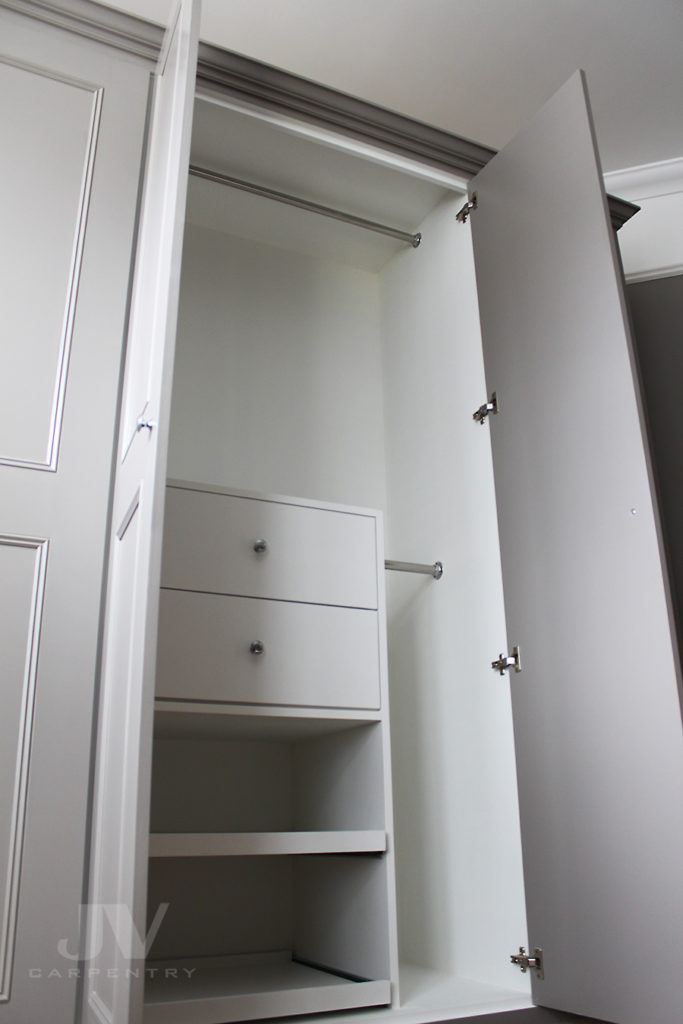 Fitted wardrobe idea. This bespoke wardrobe made with two drawers and two shoe racks
