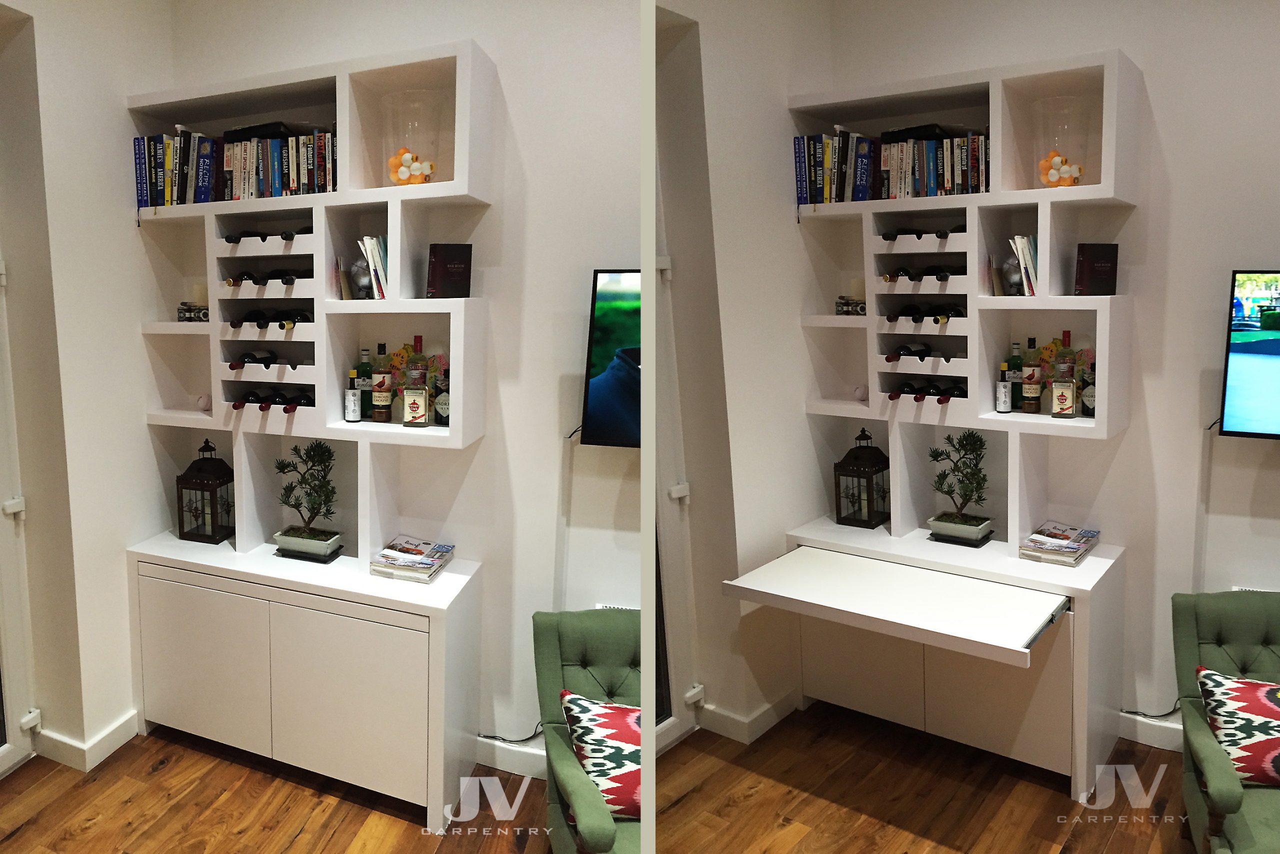 Custome bookcase with pull-out desk, Hampstead