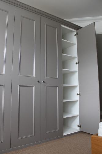 grey shaker with panel mouldings fitted wardrobe
