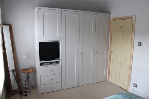 shaker wardrobe with TV space