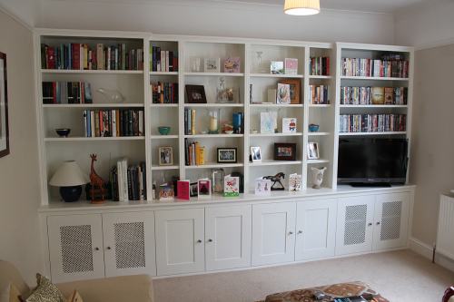 Traditional bookshelves with cupboards