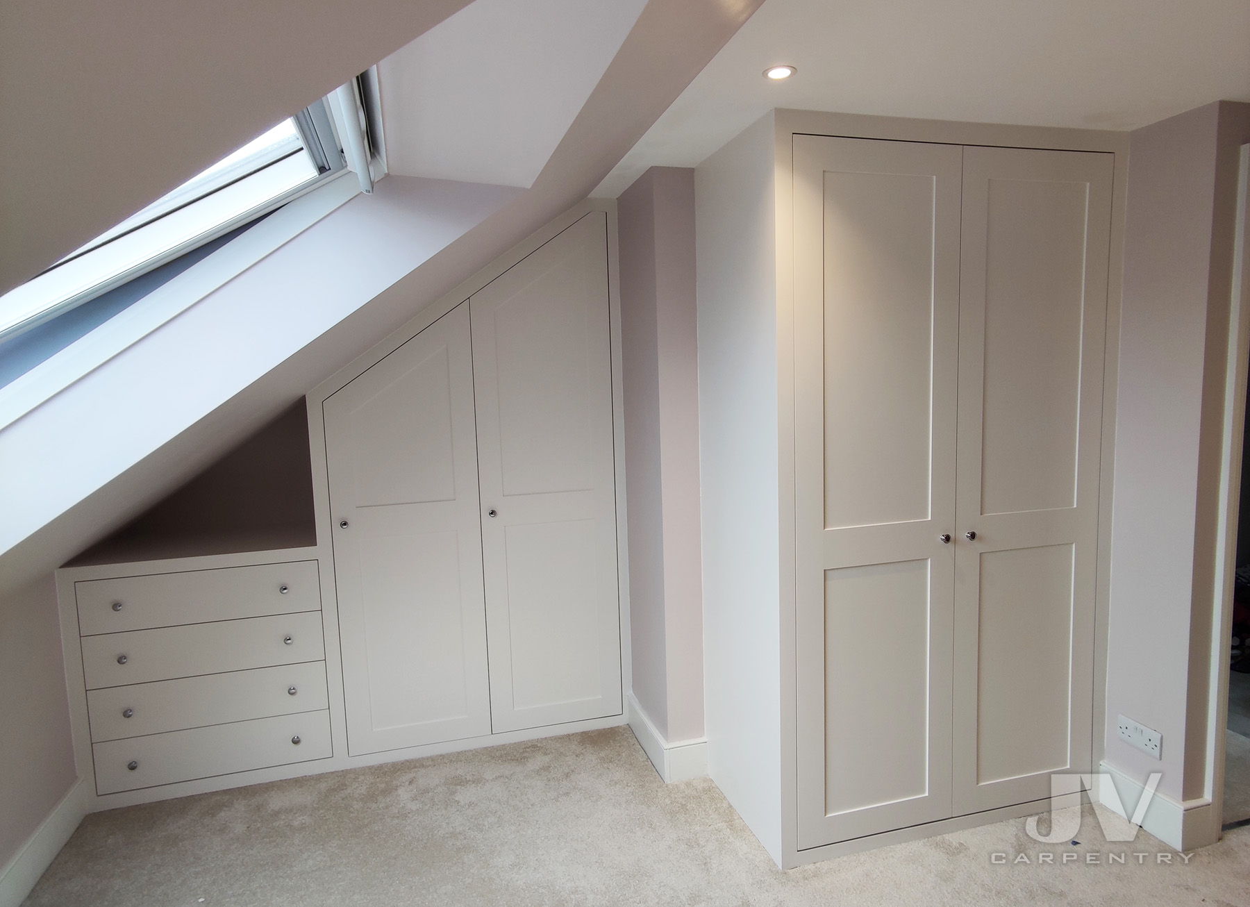 Attic wardrobes with drawers